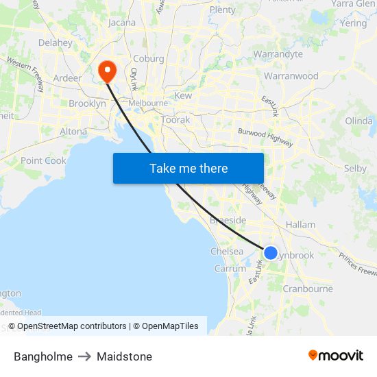 Bangholme to Maidstone map