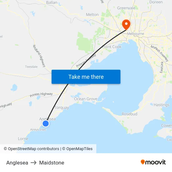 Anglesea to Maidstone map