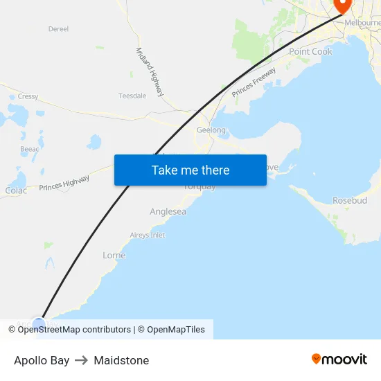 Apollo Bay to Maidstone map