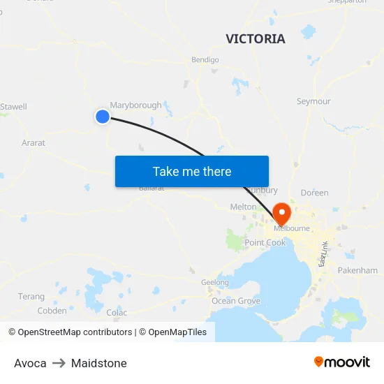 Avoca to Maidstone map