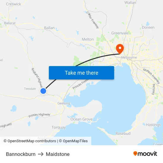Bannockburn to Maidstone map
