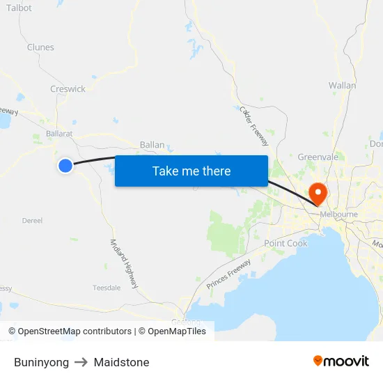Buninyong to Maidstone map