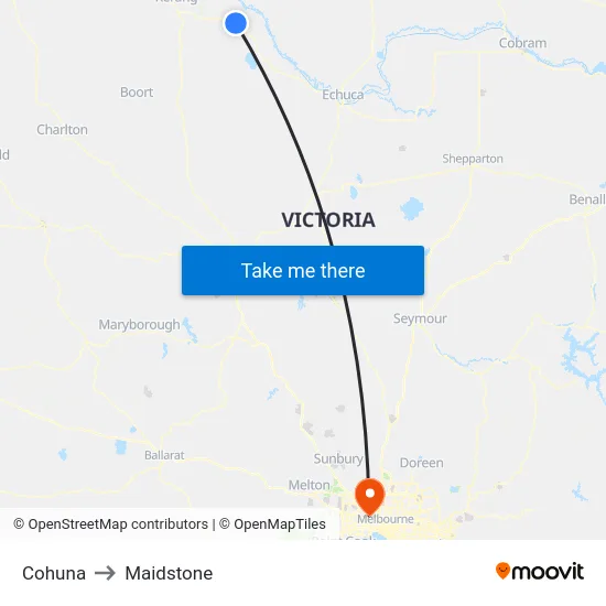 Cohuna to Maidstone map
