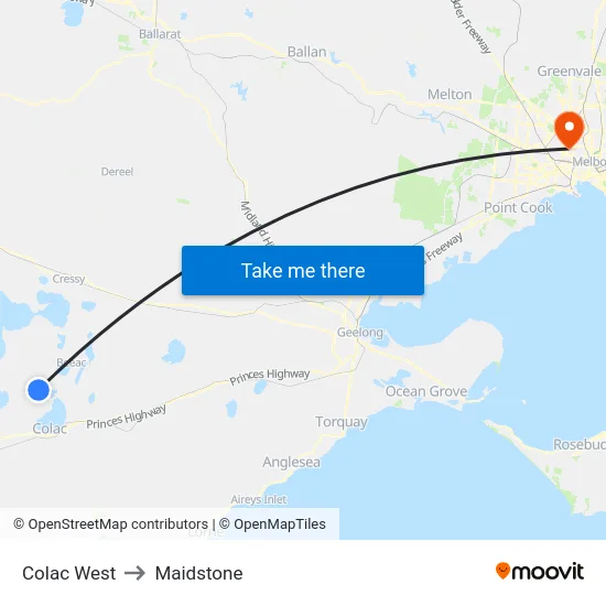 Colac West to Maidstone map