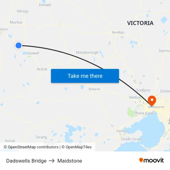 Dadswells Bridge to Maidstone map