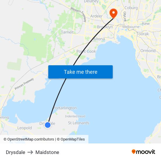 Drysdale to Maidstone map