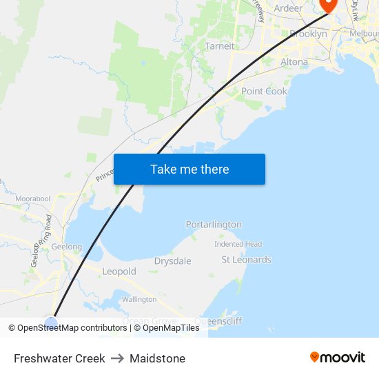 Freshwater Creek to Maidstone map