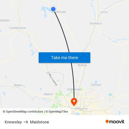 Knowsley to Maidstone map