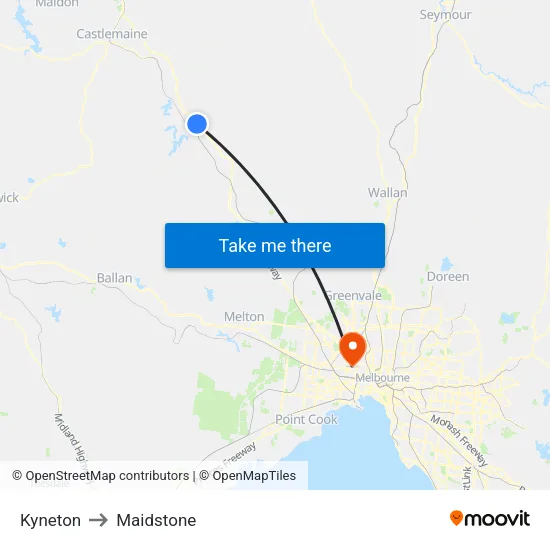 Kyneton to Maidstone map