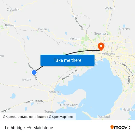 Lethbridge to Maidstone map