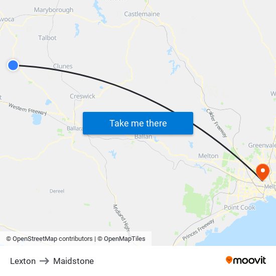 Lexton to Maidstone map