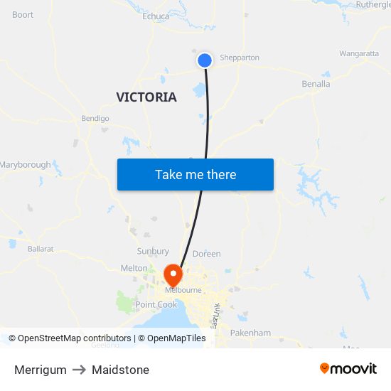 Merrigum to Maidstone map