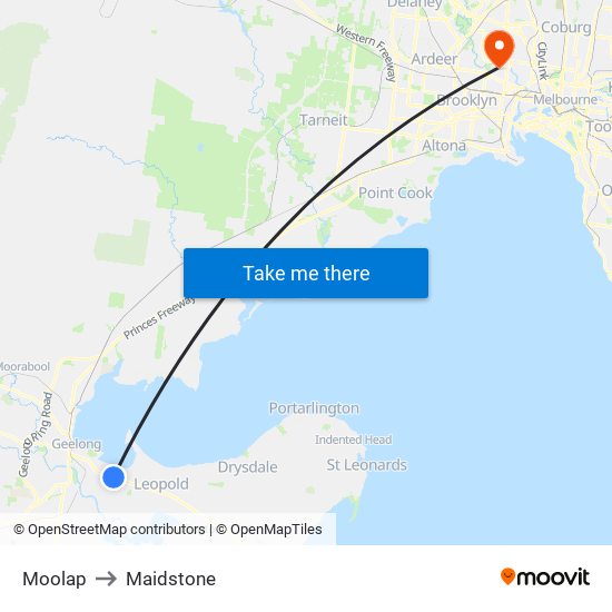 Moolap to Maidstone map