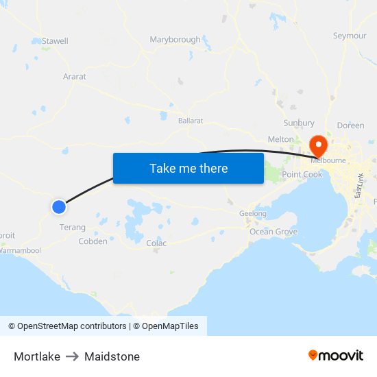 Mortlake to Maidstone map