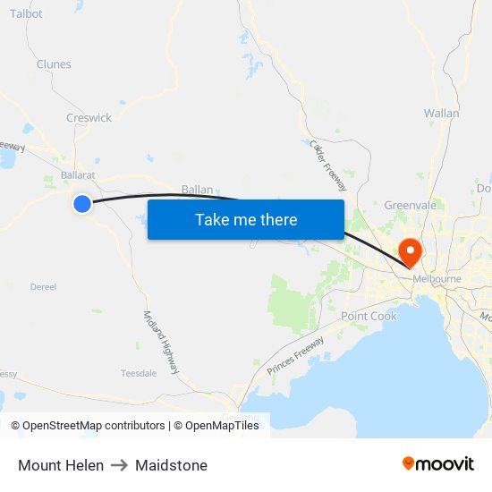 Mount Helen to Maidstone map