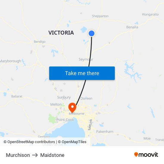 Murchison to Maidstone map