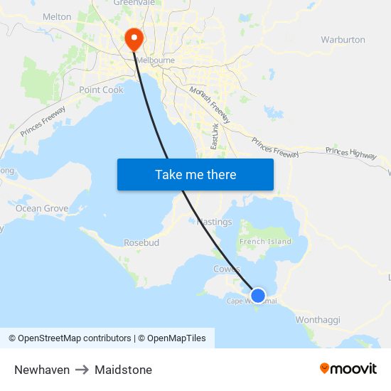 Newhaven to Maidstone map