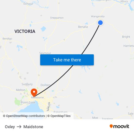 Oxley to Maidstone map