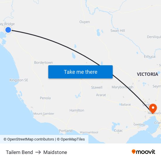 Tailem Bend to Maidstone map