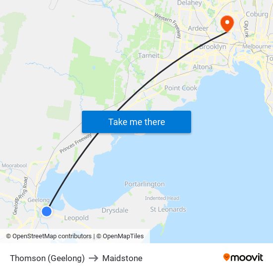 Thomson (Geelong) to Maidstone map