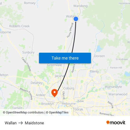 Wallan to Maidstone map