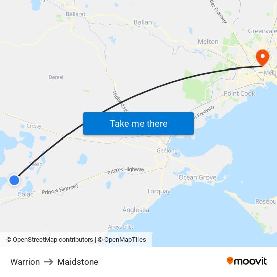 Warrion to Maidstone map