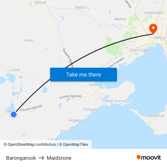 Barongarook to Maidstone map
