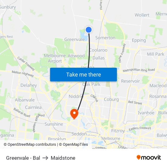 Greenvale - Bal to Maidstone map