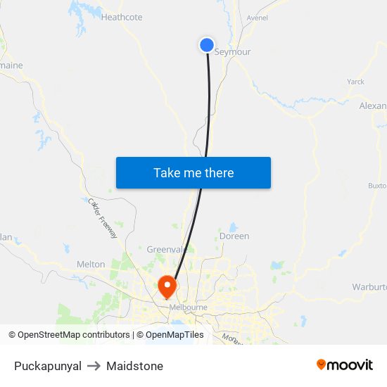 Puckapunyal to Maidstone map