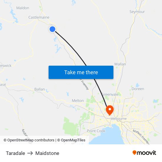 Taradale to Maidstone map