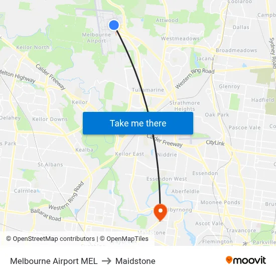 Melbourne Airport MEL to Maidstone map