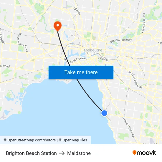 Brighton Beach Station to Maidstone map