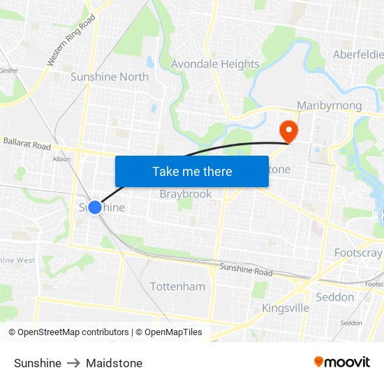 Sunshine to Maidstone map