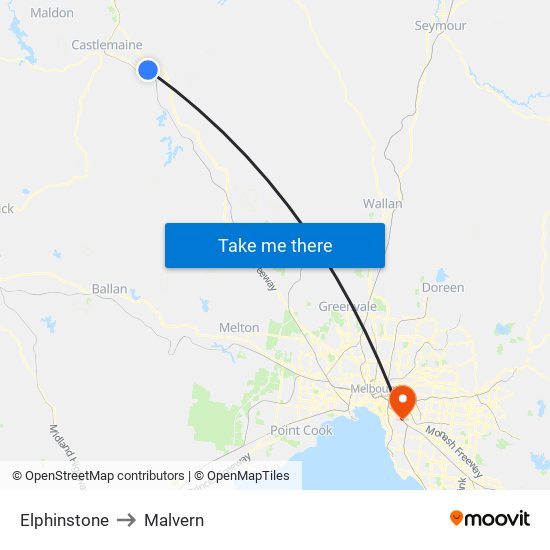 Elphinstone to Malvern map