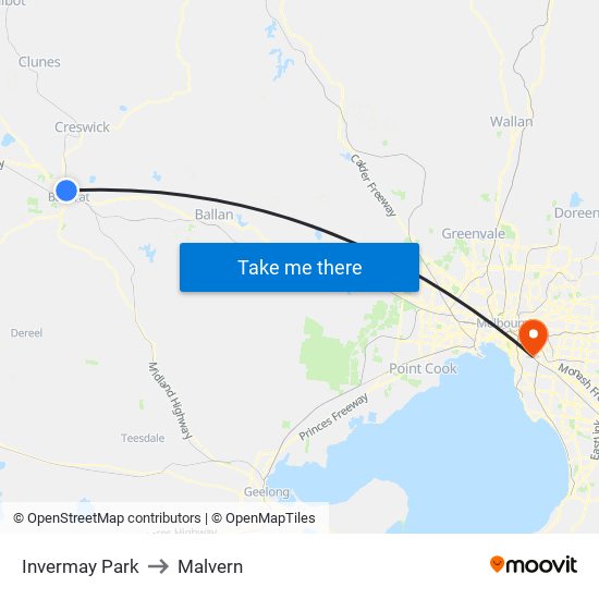 Invermay Park to Malvern map