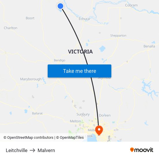 Leitchville to Malvern map