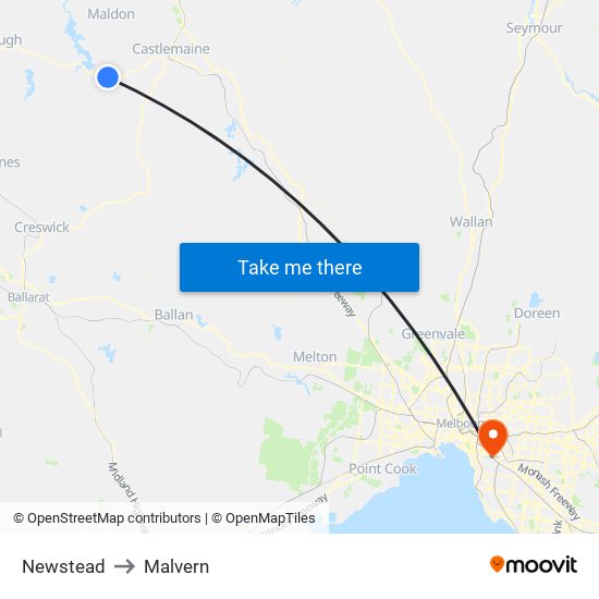 Newstead to Malvern map