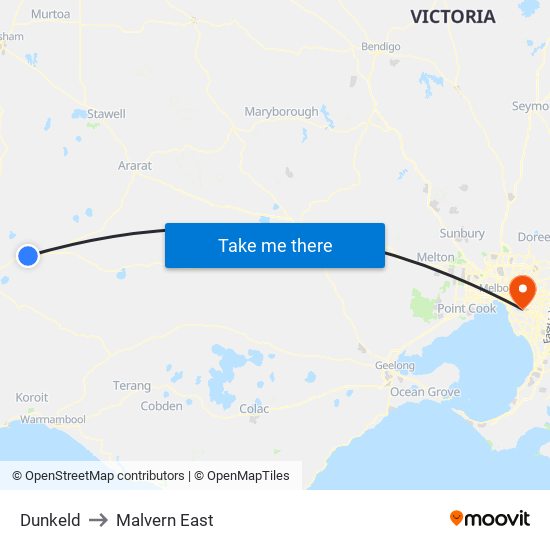 Dunkeld to Malvern East map