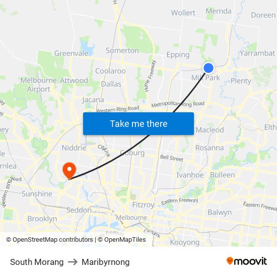 South Morang to Maribyrnong map