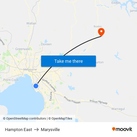 Hampton East to Marysville map