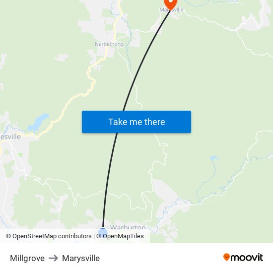 Millgrove to Marysville map