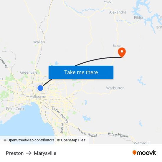 Preston to Marysville map