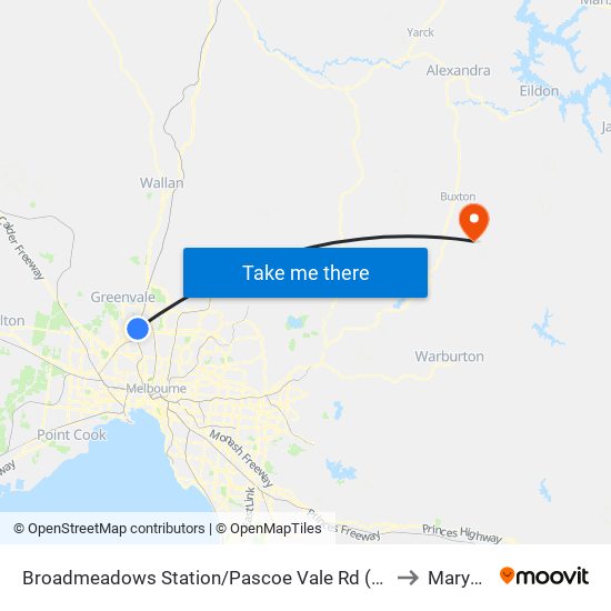 Broadmeadows Station/Pascoe Vale Rd (Broadmeadows) to Marysville map