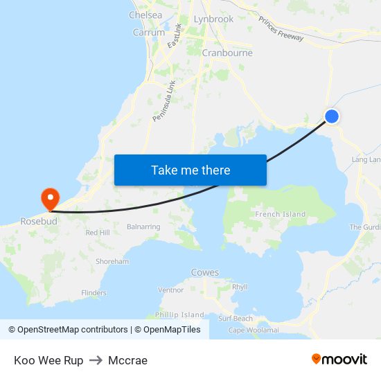 Koo Wee Rup to Mccrae map