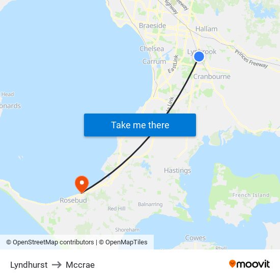 Lyndhurst to Mccrae map