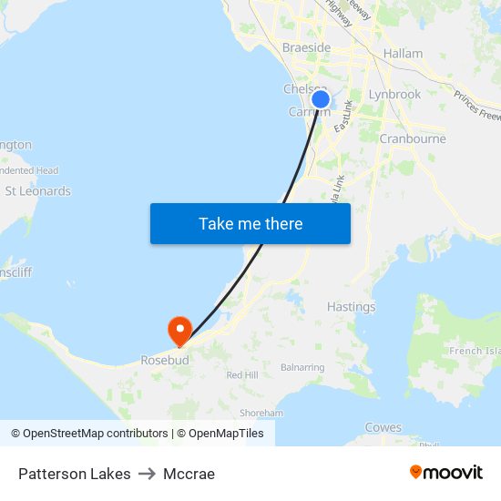 Patterson Lakes to Mccrae map