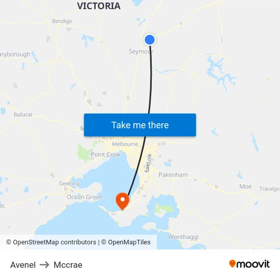 Avenel to Mccrae map