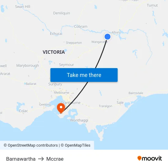 Barnawartha to Mccrae map