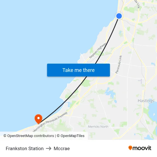 Frankston Station to Mccrae map