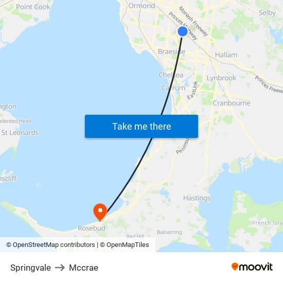 Springvale to Mccrae map